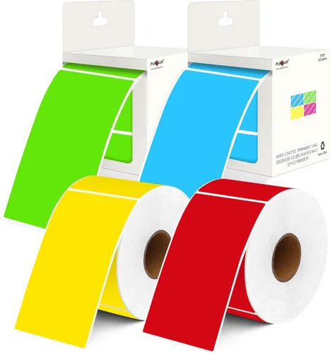 Vista 36 de PARLAIM 5 x 3 pulgadas Rectángulo de colores pegatinas de inventario, 1000 unidades de 4 rollos de etiquetas adhesivas cuadradas para cajas móviles