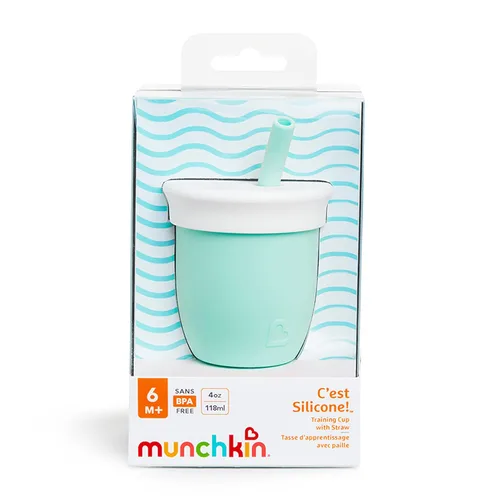 Vista 6 de Taza de pajita Munchkin con tapa removible, para bebés y niños pequeños de 6 meses en adelante, 4 onzas, silicona, menta