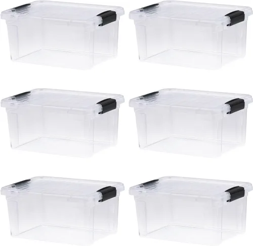Vista 153 de Superio - Contenedores de almacenamiento de plástico transparente de 1.27 cuartos de galón con tapas, contenedores organizadores apilables, cajas