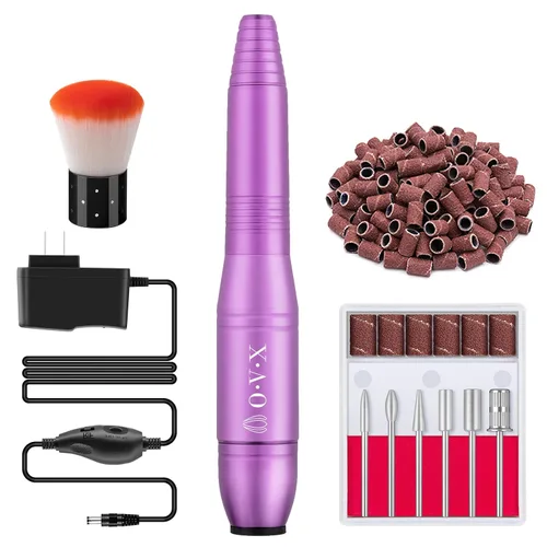Vista 11 de Juego de taladro de uñas portátil Herramientas de forma de pulido para uñas de gel acrílico con brocas de uñas, bandas de lijado y cepillo (negro)