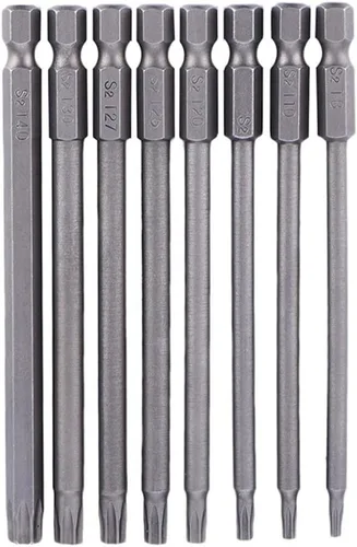 Vista 2 de Yakamoz 8pcs 3.937 in Longitud 1/4 pulgada Hex Shank Magnético Torx Seguridad Destornillador Eléctrico Bits Set