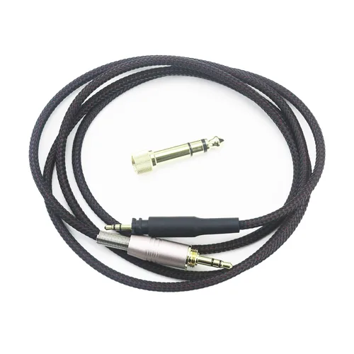 Vista 2 de Cable de repuesto para auriculares SHURE SRH840 SRH940 SRH440 SRH750DJ de alambre trenzado para auriculares estéreo HiFi de 59.1 in