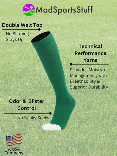 Vista 5 de MadSportsStuff Calcetines de béisbol y sóftbol para niños, niñas, hombres y mujeres por encima de la pantorrilla, calcetines altos para jóvenes
