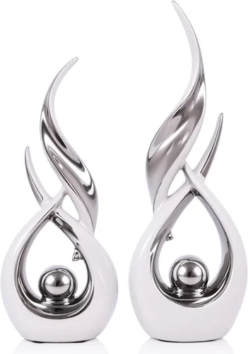 Vista 8 de 2 estatuas de cerámica de oro azul para decoración del hogar, esculturas modernas de arte abstracto, elegantes objetos decorativos de mesa