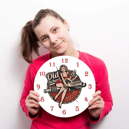 Vista 8 de The Geeky Days Garaje personalizado retro de la vieja escuela servicio de reparación de automóviles reloj de pared mecánico hombre cueva reloj