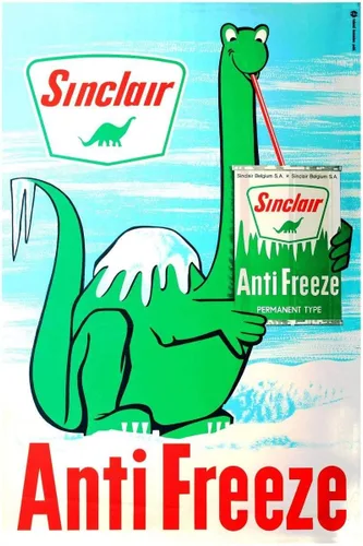 Vista 2 de Historic Pictoric Sinclair - Póster de dinosaurio anticongelante Marci Brussels (24 x 16 pulgadas)
