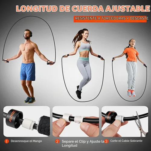 Vista 6 de KUTIZE Cuerda de saltar, cuerda de saltar pesada para hombres y mujeres, cuerdas de saltar pesadas ajustables de 1 libra, adecuada para boxeo