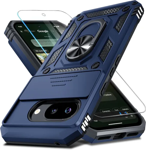Vista 40 de Janmitta - Funda compatible con Google Pixel 9 Pro XL con cubierta deslizante para lente de cámara incorporada + protector de pantalla + soporte