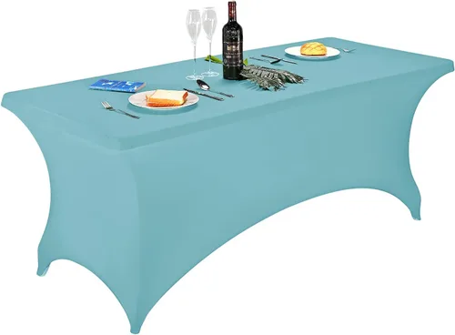 Vista 28 de FORLIFE - Funda de mesa de elastano, mantel ajustado de 4 pies para mesas rectangulares, funda elástica para patio, universal para bodas, banquetes