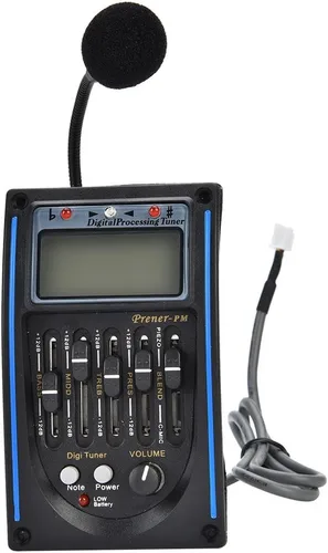 Vista 8 de Alomejor Preamplificador de guitarra acústica, ecualizador de 5 bandas con sintonizador digital LCD, preamplificador de estudio para músicos