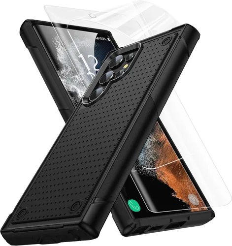 Vista 71 de Jeylly Funda para Samsung Galaxy S10 Plus S10+, ajuste delgado, doble capa, resistente, absorción de golpes, TPU con carcasa trasera de Negro