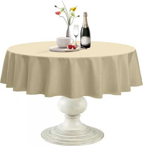 Vista 19 de Softalker Mantel Redondo, Impermeable y Resistente a las Manchas, Mantel de Tela Sin Arrugas, Lavable, Poliéster de 210GSM, Cubierta de Mesa