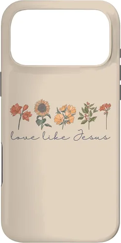 Vista 22 de Love Like Jesus - Carcasa para iPhone 17, diseño de flores y texto bíblico, religioso