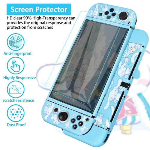 Vista 5 de TIKOdirect Carrying Case for Switch OLED, Cute Portable Travel Bag in Newest Updated Design of Blue Interior with Soft Protective Case, Screen