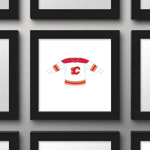 Vista 2 de Trends International Gallery Pops NHL Calgary Flames - Póster de pared frontal de uniforme de carretera, 12.00 x 12.00 pulgadas, versión de marco