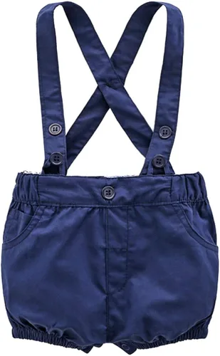 Vista 3 de Conjunto de pantalones cortos azules para bebé, trajes formales para bebés