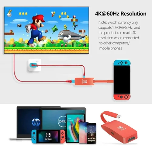Vista 7 de GOPALA Replacement for Nintendo Switch Dock, 4K60Hz Switch Dock, Portable Switch Docking Station for TV, 1080P 60Hz Nintendo Switch TV Dock for