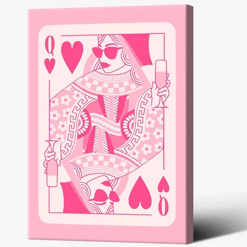 Vista 27 de Pósteres de cartas de moda Ace Card Preppy Coquette Room Casino Tema Party Poker Art Lindo Corazón Rosa Femenino Acuarela Jugar Cartas Impresiones