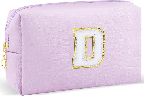 Vista 70 de URSKYTOUS Regalos para niñas, bolsa de maquillaje con inicial, bolsa de cosméticos personalizada con cremallera, bonita bolsa de aseo de viaje, Azul