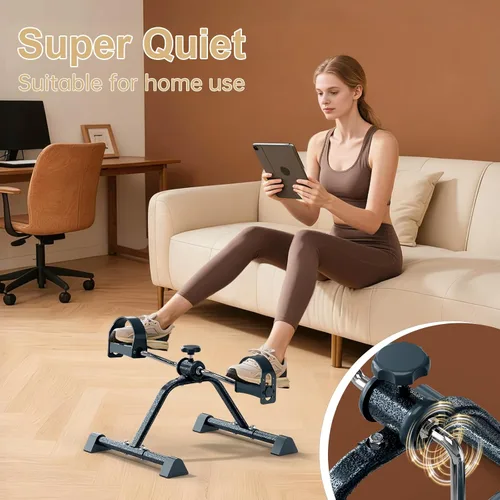Vista 3 de Under Desk Elliptical & Mini Exercise Bike – Seated Leg Exerciser & Pedal Machine for Seniors Arm & Leg Workout, with Non-Slip Covers & Multiple