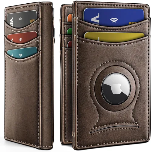 Vista 8 de BULLIANT Billetera Airtag para hombre, delgada con clip para dinero, cierre magnético, 12 tarjetas en el bolsillo frontal, bloqueo RFID