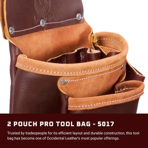 Vista 2 de Occidental Leather 2 Pouch Pro - Bolsa de herramientas - 9 bolsillos y portaherramientas - Fabricado en Estados Unidos