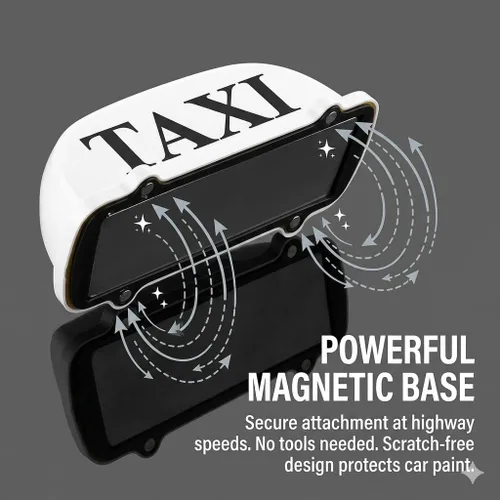 Vista 2 de BADASS SHARKS 12 V LED luz blanca magnética taxi signo techo coche Super brillante luz lámpara con 9.8 ft de alimentación enchufe línea compatible