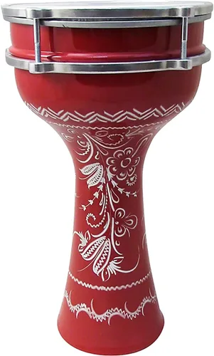 Vista 9 de Darbuka de aluminio de 16 '' de longitud, tambor Doumbek turco de cabeza sintética sintonizable de 8 pulgadas (negro)