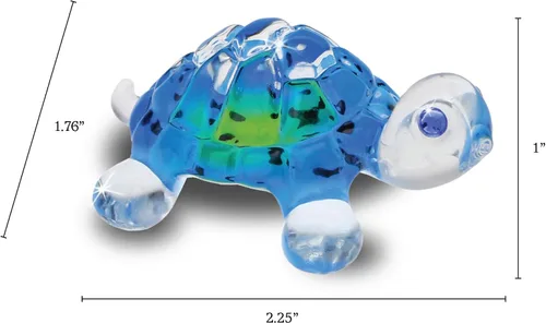 Vista 4 de Glass Baron Figura de cristal de tortuga azul brillante, soplada a mano y esculpida con detalles de cristal austriaco, adorno coleccionable