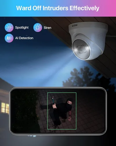 Vista 4 de ZOSI Sistema de cámara de seguridad PoE de 32 canales 4K, 8 cámaras IP PoE para interiores y exteriores de 8 MP, detección de vehículos personales