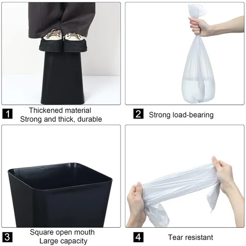 Vista 3 de Eccliy - Paquete de 6 botes de basura de plástico con 3 rollos de bolsas de basura, contenedor de basura pequeño, contenedor de basura para baño
