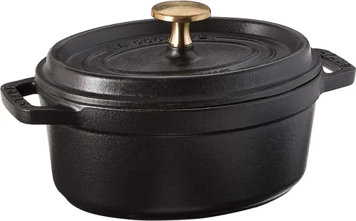 Vista 7 de Staub Hierro fundido Ovalado Cocotte de 1 cuarto - Gris grafito, fabricado en Francia
