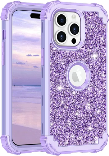 Vista 34 de LONTECT Funda para iPhone 15 Plus con purpurina brillante 3 en 1, a prueba de golpes, resistente, híbrida, resistente, funda protectora de alto