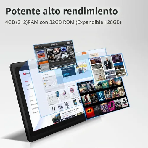 Vista 4 de Tablet de 7 pulgadas, sistema operativo Android 13 Quad Core, 32GB ROM, WiFi, Bluetooth, cámara dual, PC Tablet USB C, pantalla táctil de 7 Negro