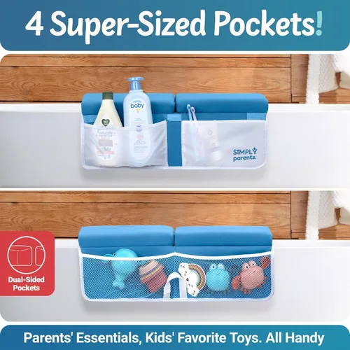 Vista 7 de Simply Parents Cómodo juego de rodilleras y coderas para el baño del bebé, almohadilla antideslizante de secado rápido para bañar al bebé