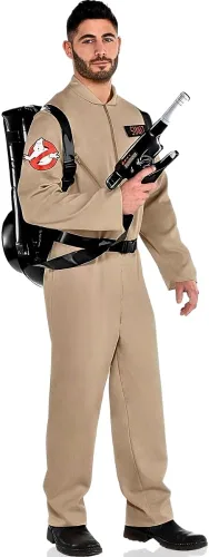 Vista 7 de Party City - Disfraz de Halloween de Cazafantasmas con paquete de protones para adultos, talla grande (48-52), con mono y mochila