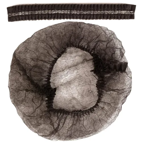 Vista 2 de Gorras desechables Bouffant, 100 unidades, 21 pulgadas, red de pelo elástico para servicio de alimentos, cubierta de cabeza para dormir (negro)