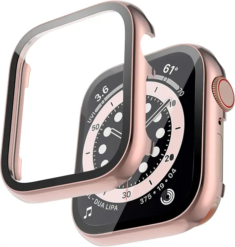 Vista 11 de Miimall Funda de metal compatible con Apple Watch de 1.496 pulgadas, protector de pantalla de vidrio templado, sensible al tacto, antiarañazos, a