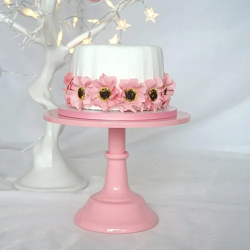 Vista 3 de Soporte de hierro para tartas, bandeja decorativa para cupcakes, bandeja de fruta de postre para baby shower, boda, fiesta de cumpleaños (rosa) (M)