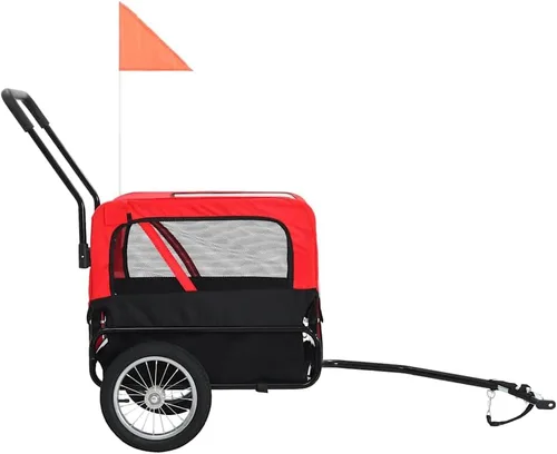Vista 8 de vidaXL 2 en 1 remolque de bicicleta para mascotas y cochecito para correr, versátil con conversión rápida, marco de acero resistente, tela Oxford