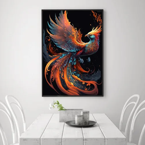 Vista 3 de QAZWSX Kits de pintura de diamantes de fuego fénix para adultos, kits de arte de diamantes Phoenix para principiantes, pintura de puntos de diamante