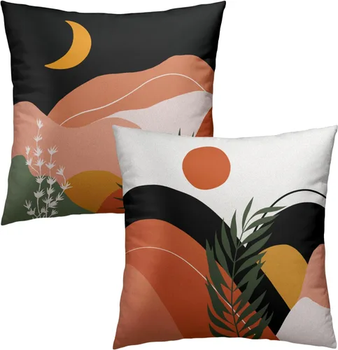Vista 128 de Giwawa Juego de 2 fundas de almohada decorativas con diseño floral de girasol de 16 x 16 pulgadas, fundas de cojín decorativas para el hogar, sofá