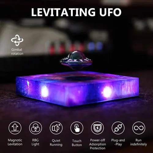 Vista 3 de Lámpara UFO Flotante con Efecto de Levitación, Decoración de Levitación Magnética, Juguetes Únicos para Escritorio, Habitación, Oficina, UFO