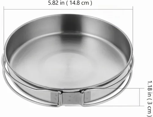 Vista 2 de Sartén pequeña para acampar, sartén portátil de acero inoxidable de 5.8 pulgadas para cocinar al aire libre con mango plegable, mini sartén