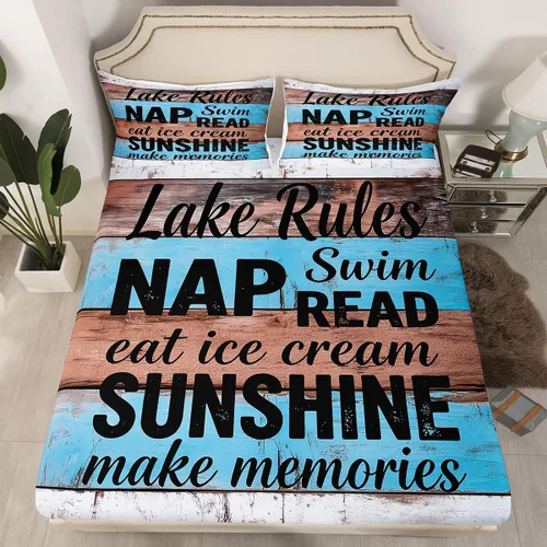 Vista 25 de Erosebridal Fishing Fitted Sheet Twin for Boys, Big Pike Fish Black Bed Sheets for Rustic Farmhouse Lake House Decor, Fishing Bedding Set Marine