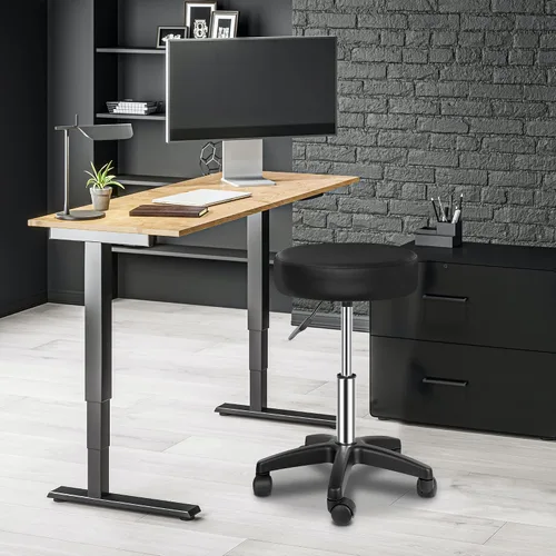 Vista 2 de SUPER DEAL Taburetes giratorios sillas giratorias masaje facial spa salón bar taburete ajustable hidráulica silla rodante, color negro