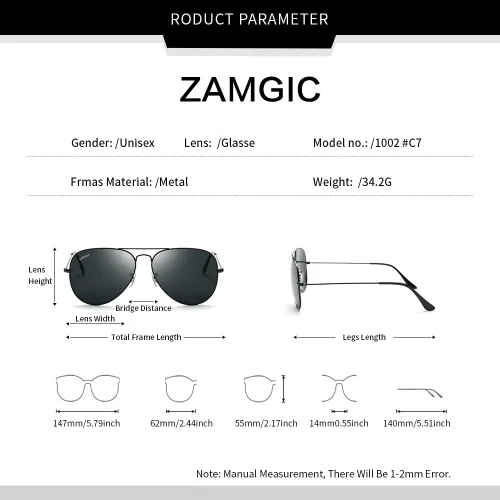 Vista 6 de Gafas de sol con lente de aviador, estilo militar, protección UV400, para hombres y mujeres