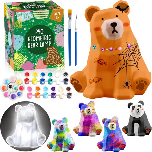Vista 13 de FUNZBO 2 piezas Pintar tu propia lámpara de gato - Suministros de arte y manualidades, kits de pintura de gatitos para niños y adolescentes, juguete