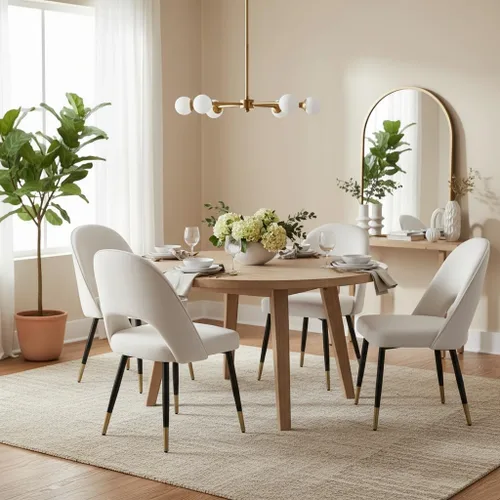 Vista 10 de LukeAlon Juego de 2 sillas de comedor clásicas de terciopelo, sillas de cocina tapizadas con respaldo abierto con patas de metal, sillas laterales