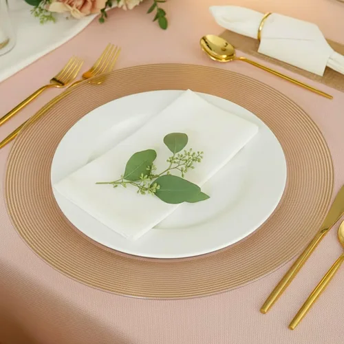 Vista 4 de Bajoplatos de plástico con borde dorado texturizado en cuerda - 13" (Paquete de 4) - Elegantes y duraderos para entretener, cenar y decorar